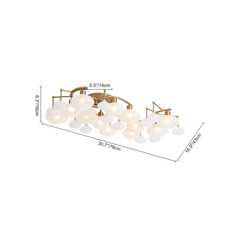 Mid-century Glam 12-Light Oval Frosted Glass Semi Flush Mount - 30.7 in