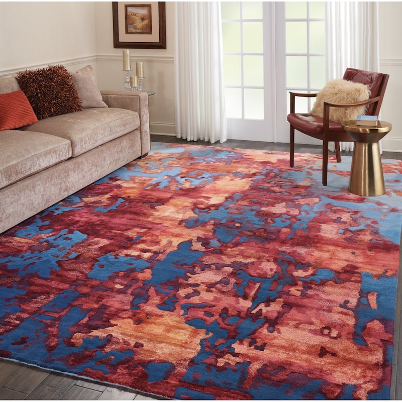 Nourison Hand-tufted Prismatic Modern Abstract Area Rug - 8' 6" x 11' 6" - Blue - Rectangle