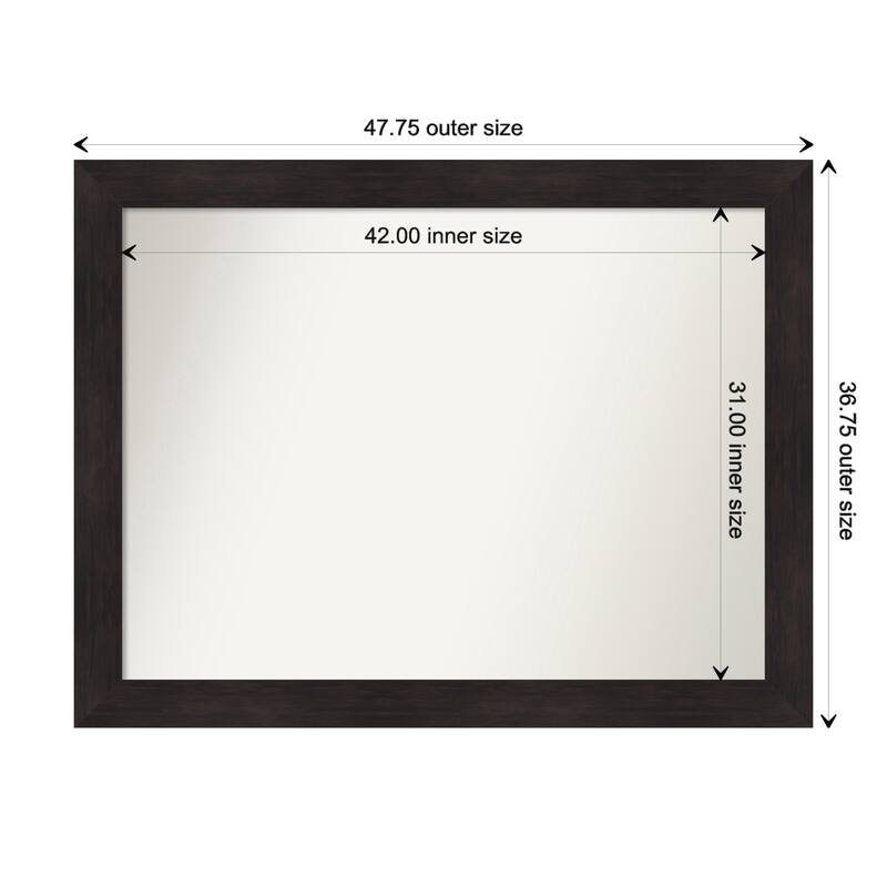 Furniture Espresso Framed Non-Beveled Custom Wall Mirror, Bathroom Vanity Mirror - Outer Size: 47.75 x 36.75