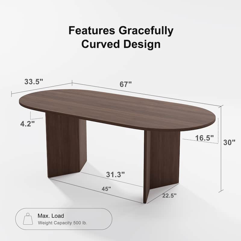 Nordic Style Solid Wood Oval Dining Table - Perfect for 6 People Gatherings 67'' - 67*34*30