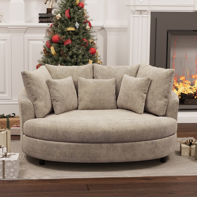 70.1"W Modern Chenille Loveseat with 7 Cushions,Oversized Accent chair - Wheat