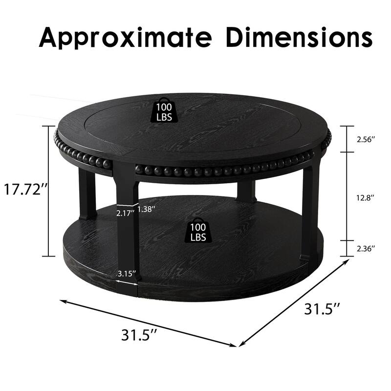 31.5 Inch Round Coffee Table for Living Room