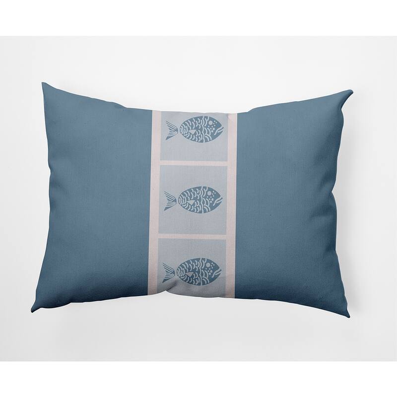 Fish Chips Nautical Decorative Indoor Pillow - Dusty Smoke - 14" x 20"
