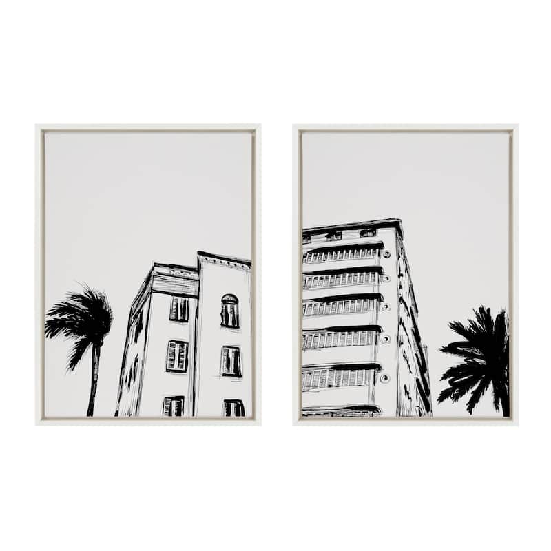 Kate and Laurel Sylvie Art Deco Canvas Art by Creative Bunch Studio - 2 Piece Set 18x24 - White