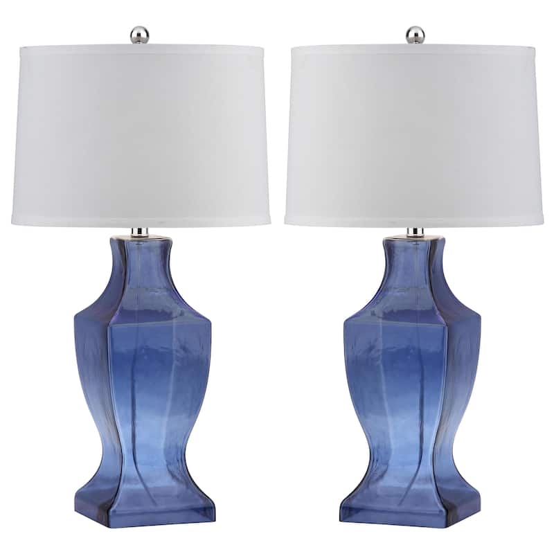 SAFAVIEH Lighting 29-inch Blue Glass Bottom Table Lamp (Set of 2) - 15"x15"x29"