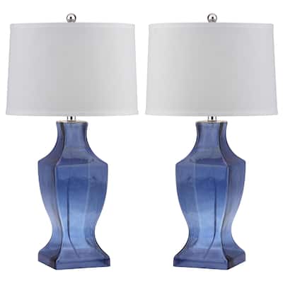 SAFAVIEH Lighting Darcie 29-inch Blue Glass Bottom Table Lamp (Set of 2) - 15"x15"x29" - 15"W x 15"D x 29"H