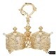 preview thumbnail 1 of 5, Matashi 24K Gold Plated Crystal Studded Two Cup Candy Dish / Salt Holder