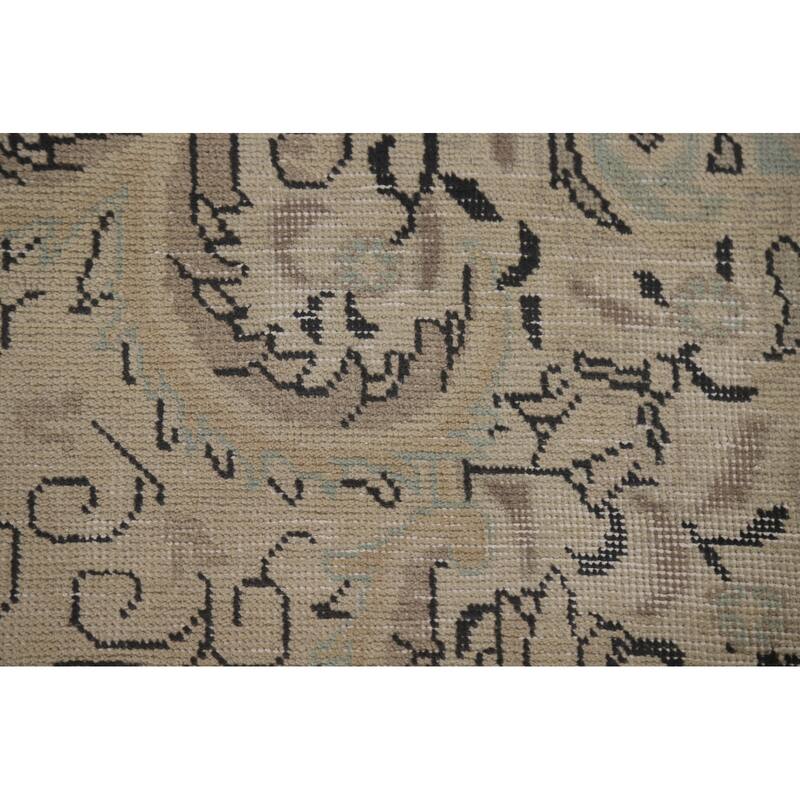 Hand Knotted Oriental 100% Wool Carpet Traditional Floral Beige & Ivories Tabriz Area Rug - 12' 4'' X 9' 4''