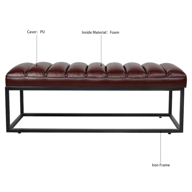 Tala Modern Upholstered Bench with Metal Base by GDFStudio