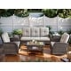 preview thumbnail 2 of 68, Outdoor Swivel Rocker Chairs with Sofa Table Beige - Brown