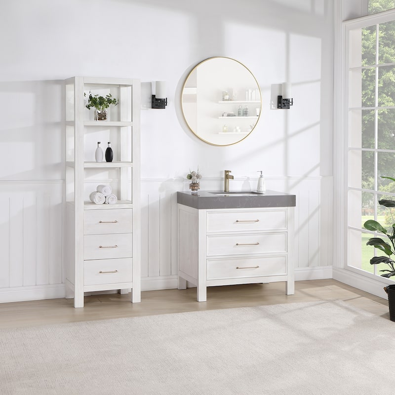 Leon 36 in. Single Bathroom Vanity with Composite Stone Top