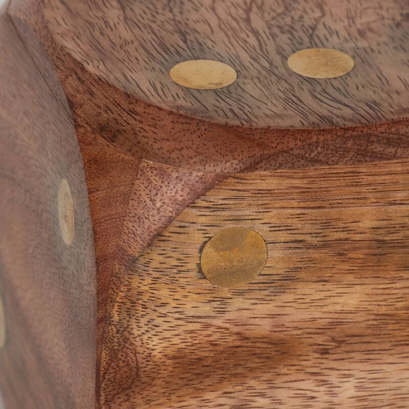 Sagebrook Home Wood, Dice, Antique Brown, Square, Solid Color