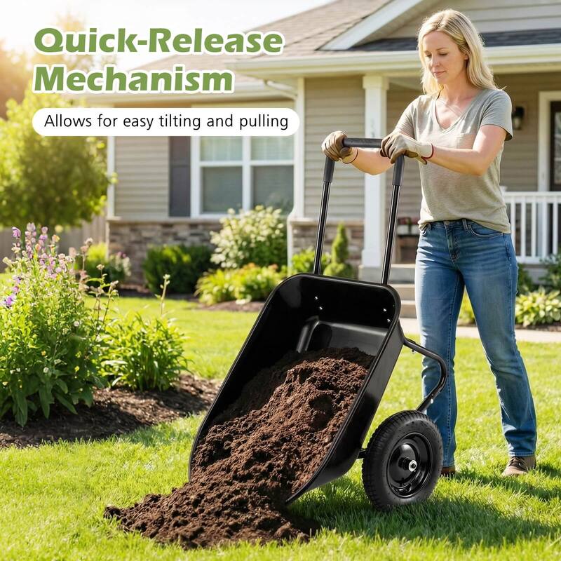 Costway 2 Tire Wheelbarrow Cart Heavy-duty Dolly Utility Cart