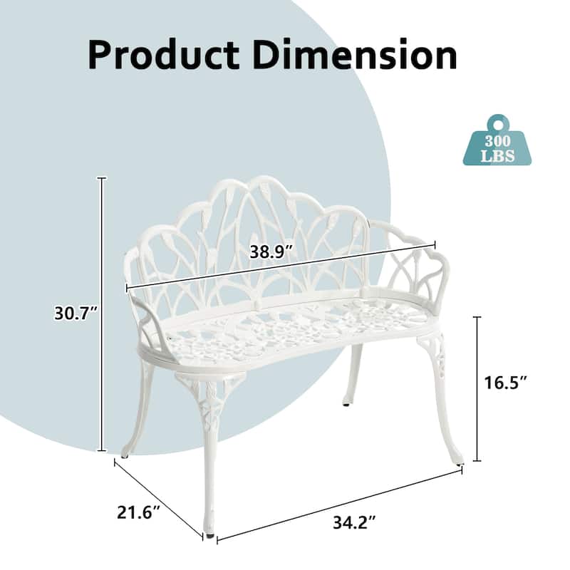 HOMEFUN Aluminum Outdoor Tulip Garden Bench