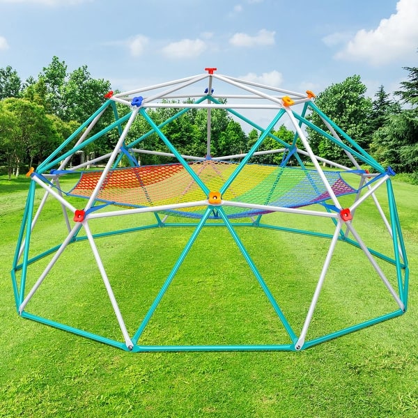 slide 2 of 10, Climbing Dome with Climbing Cargo Net, 10 ft Dome Jungle Gym with Hammock for Kids Outdoor Playset Backyard - 10ftx10ft