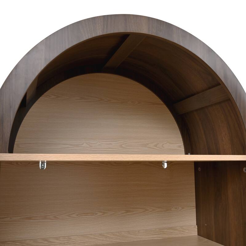 Christopher Knight Home - Farmhouse Arched Wood Kitchen Pantry Cabinet with Glass Doors & Hidden Drawers