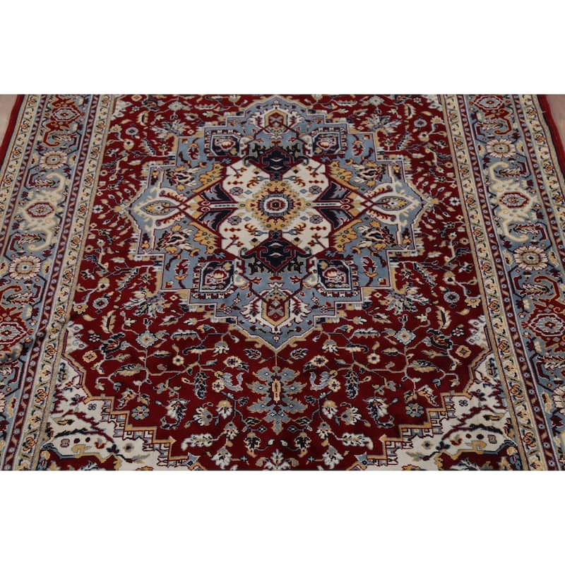 Geometric Red Tabriz Turkish Area Rug Machine Made Carpet - 6'4" x 9'10"