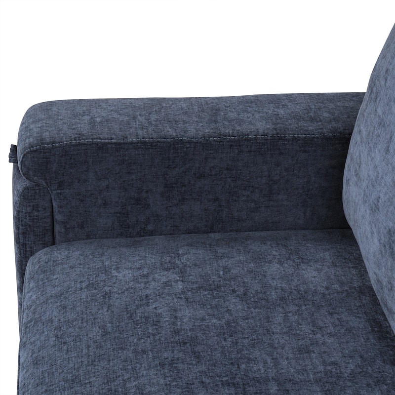 Blue 90.6'' L-Shaped 6-Seat Modular Sofa with Built-In Storage and USB Ports