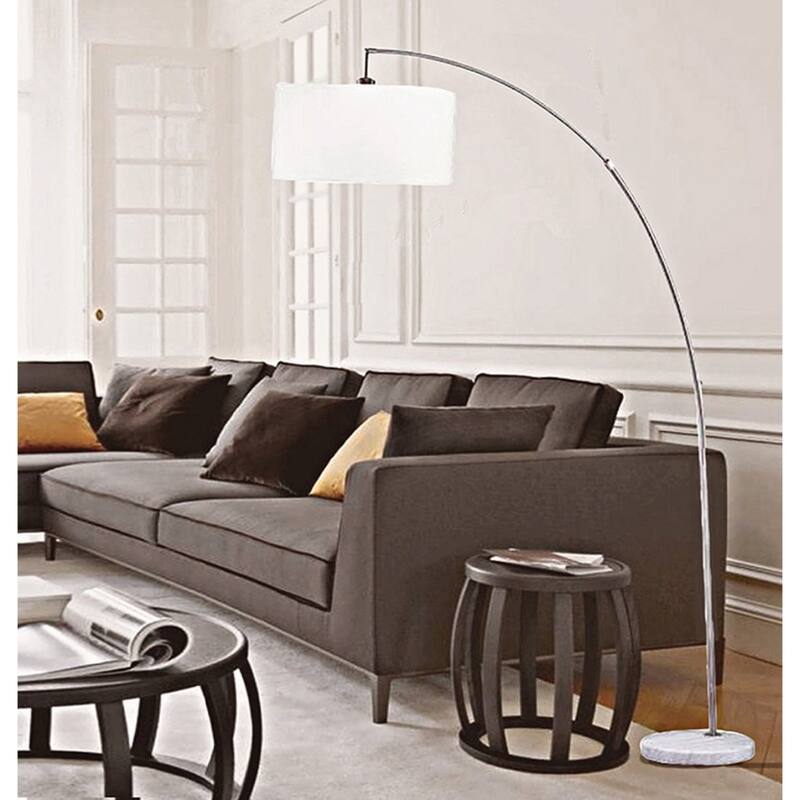 86"Arched Floor Lamp with Gray Drum Shade - 86" H x 16" W x 52.5" D