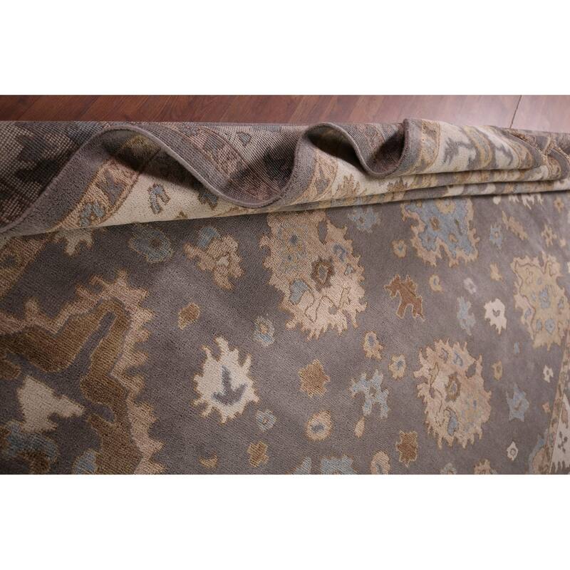 Gray Oushak Oriental Area Rug Handmade Transitional Wool Carpet - 9'2" x 11'9"