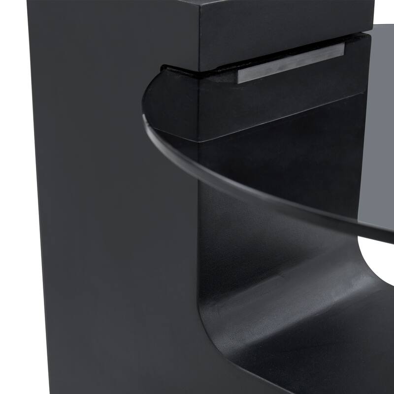 Modern Round Coffee Table with MDF L-Shaped Legs and Double-Layer Design for Living Room