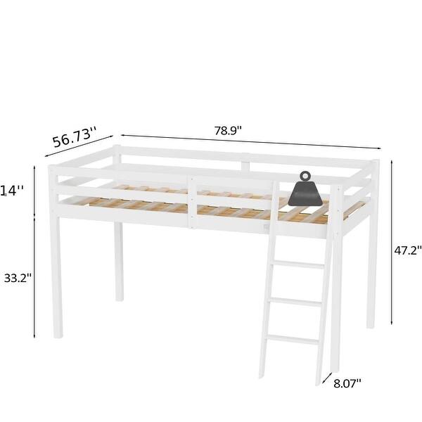 dimension image slide 1 of 9, Espresso Wood Junior Loft Bed with Stairs for Adults, Kids and Young Teens