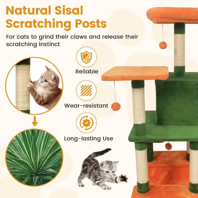 Costway 58” Tall Multi-level Cat Tree with Upholstered Perch & Cat - See Details