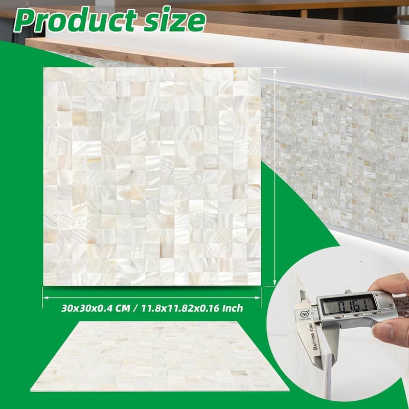 Art3d 10pcs 11.8”x11.8” Thick Natural Mica Wall Tiles Wall Paneling - 11.8"x11.8"-Square sheets