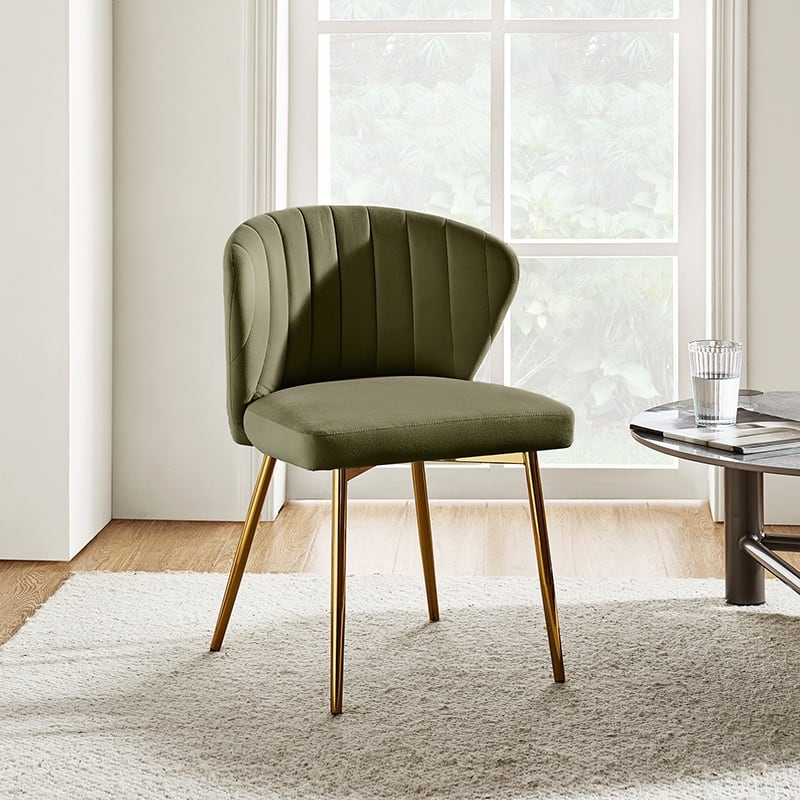 Aruna 20" Modern Velvet Tufted Back Accent Chair with Metal Legs by HULALA HOME