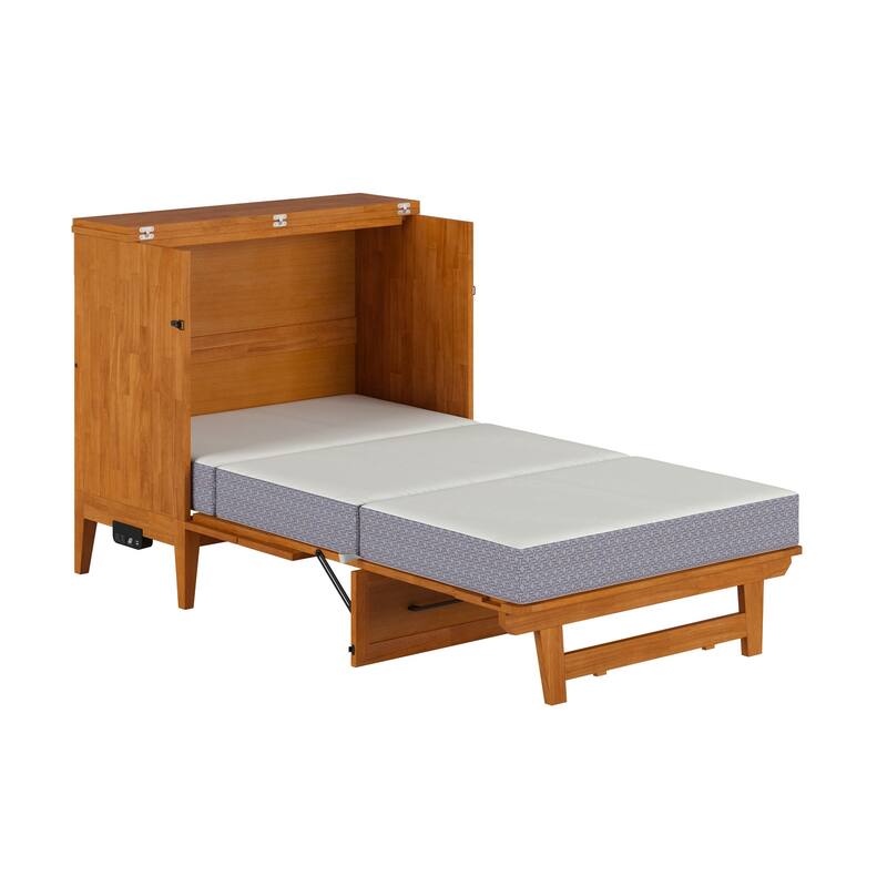 Santa Fe Murphy Bed Chest with Mattress and Built-in Charger