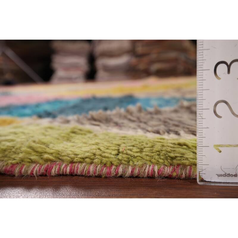 Colorful Trellis Moroccan Area Rug Handmade Wool Carpet - 6'0" x 9'3"