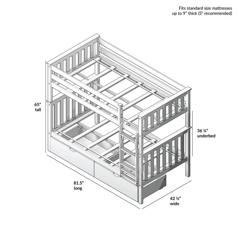 Max and Lily Twin over Twin Staircase Bunk Bed with Storage Drawers