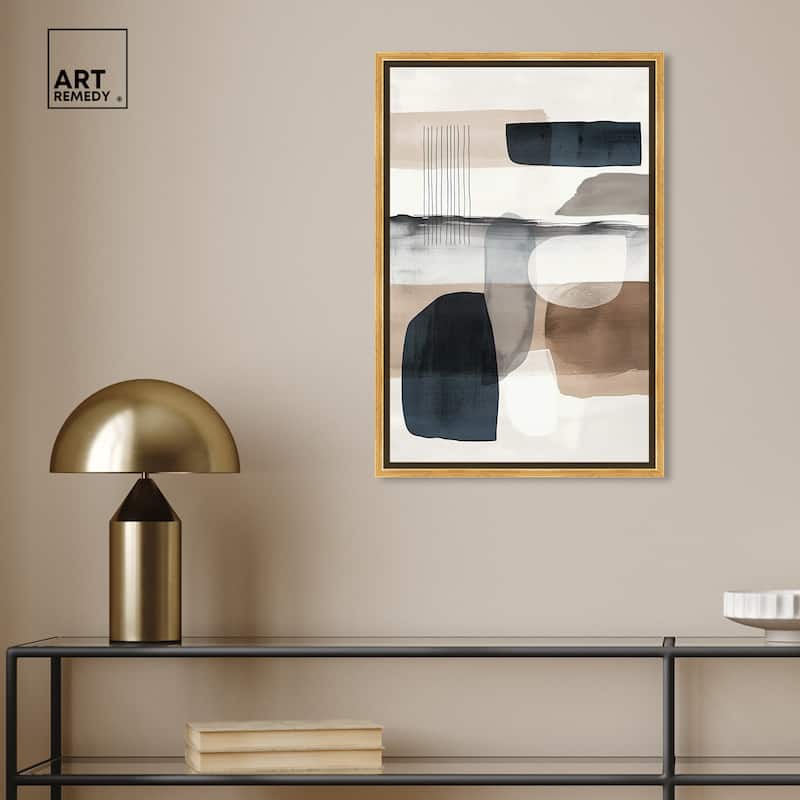 Art Remedy Layers Of Depth Framed Abstract Shapes 1 Piece Canvas Wall Art