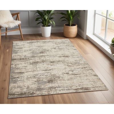 Vikaz Abstract Modern Non Skid Woven Durable Area Rug By HomeRoots - 4' x 6'