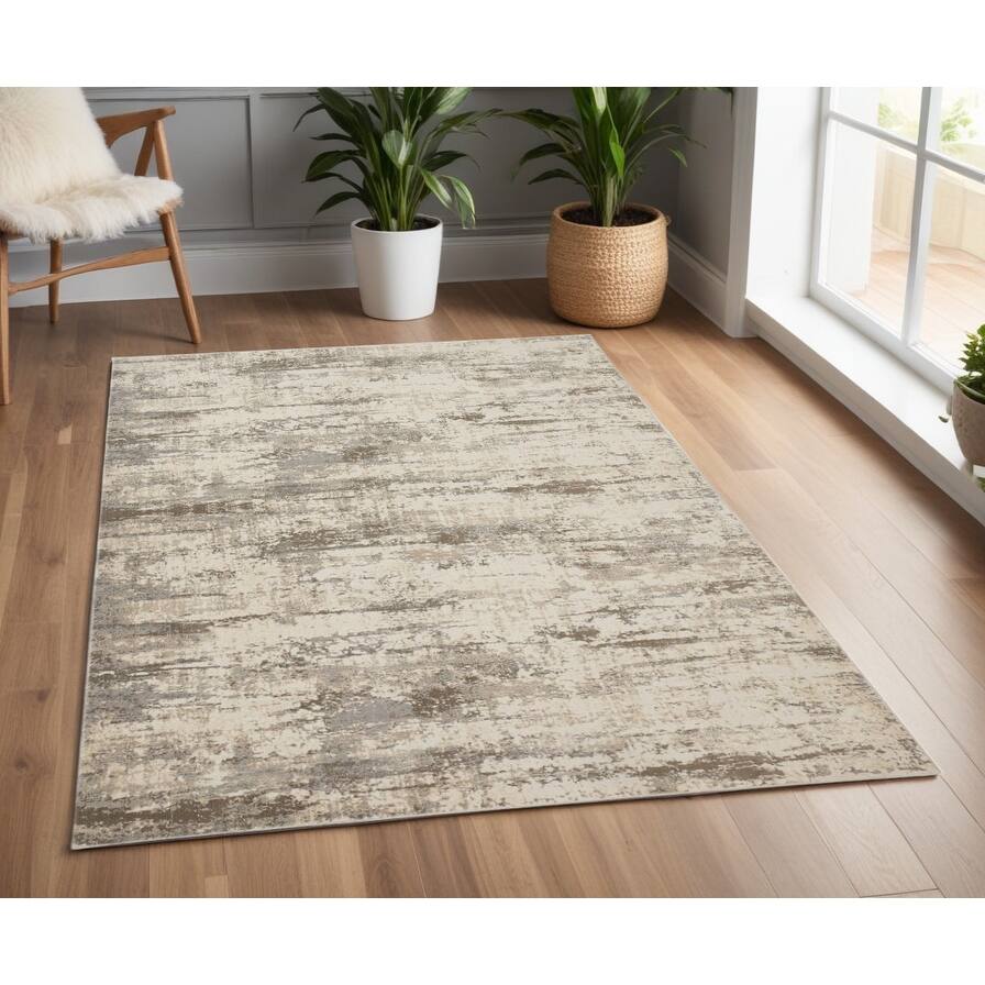 Vikaz Abstract Modern Non Skid Woven Durable Area Rug By HomeRoots - 4' x 6'