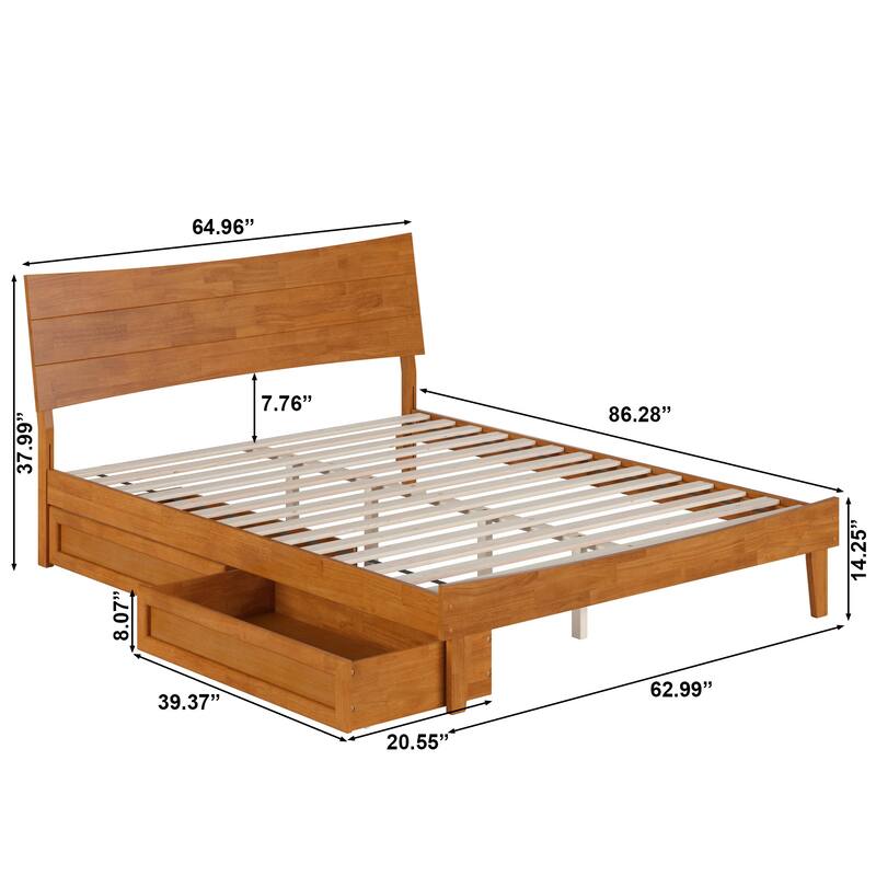 Phoenix Wood Platform Bed with Storage Drawers