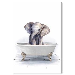Bathtub Elephant Trendy Bathroom Art Canvas Print by Art Remedy - Bed ...