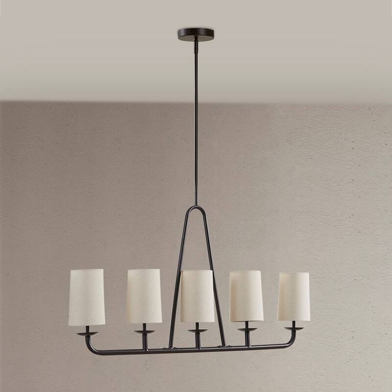 5-Light Farmhouse Bronze Linear Chandelier for Dining Room