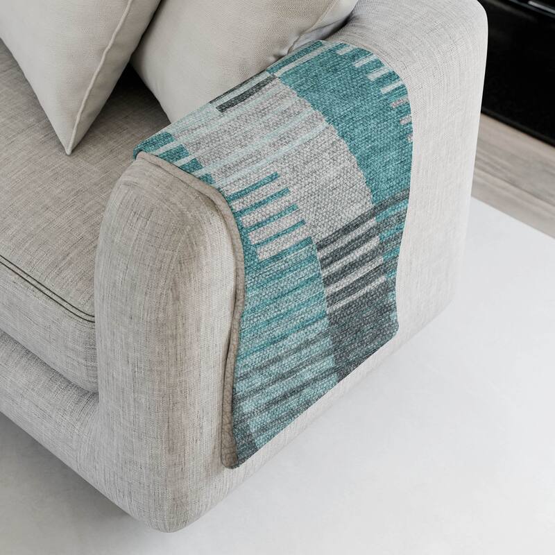 Premium Machine Washable Contemporary Sherpa Throw Blanket - Teal - 4'2" x 5'10"