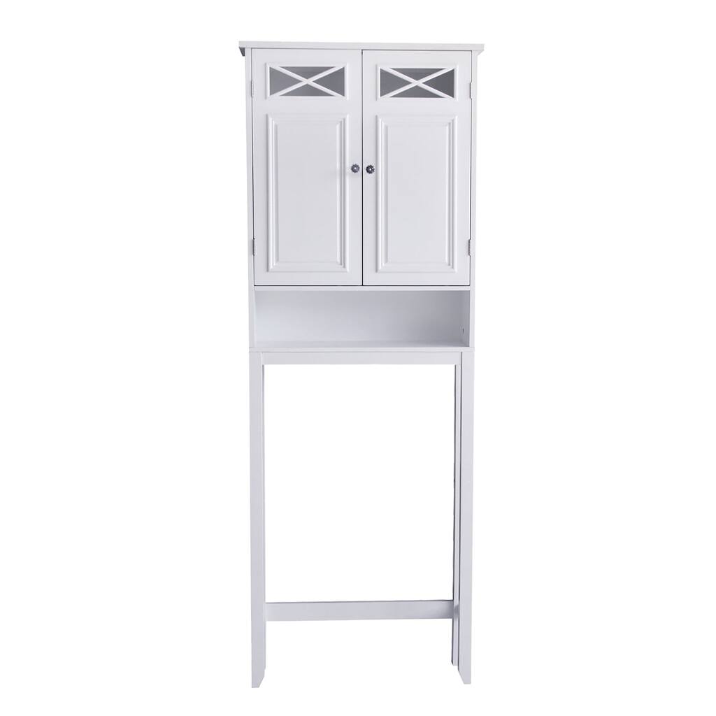 Home Dawson Wooden Space Saver with Cross Molding and 2 Doors, White