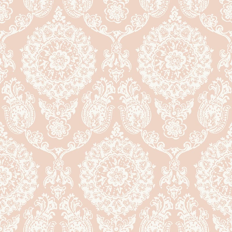 Chesapeake Helm Damask Blush Floral Medallion Wallpaper