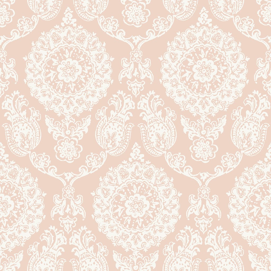 Chesapeake Helm Damask Blush Floral Medallion Wallpaper