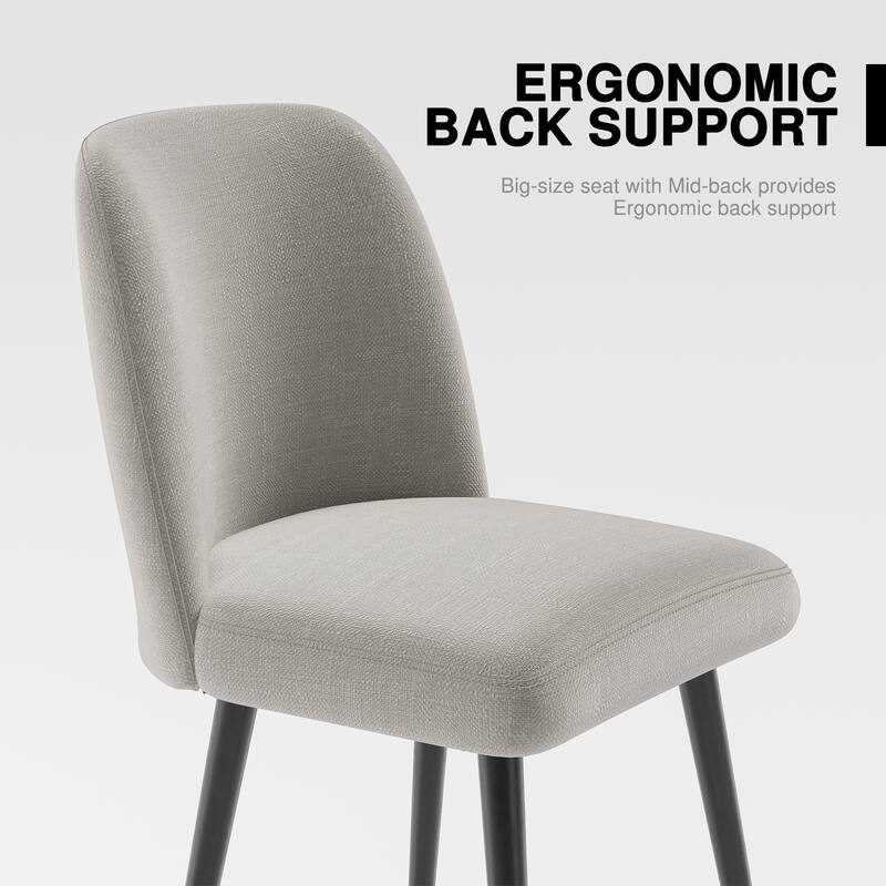 2Pcs Upholstered Dining Chairs Modern Fabric Kitchen Chairs with Padded Seat & Sturdy Metal Legs Side Chairs