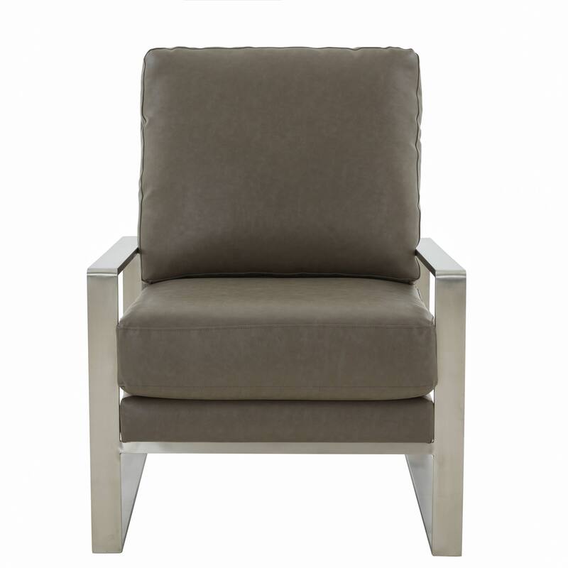 Jefferson Modern Velvet Accent Chair with Brushed Silver Frame, Plush Cushions, and Scratch-Resistant for Home or Office - 29.2