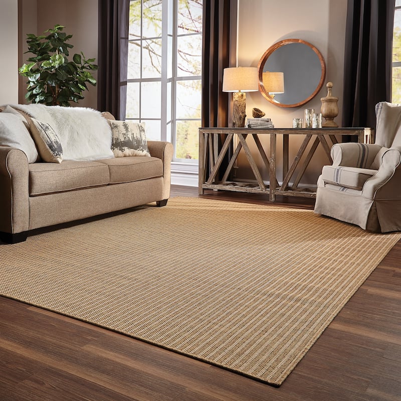 Style Haven Veranda Verticle Stripes Indoor-Outdoor Light Brown Rug