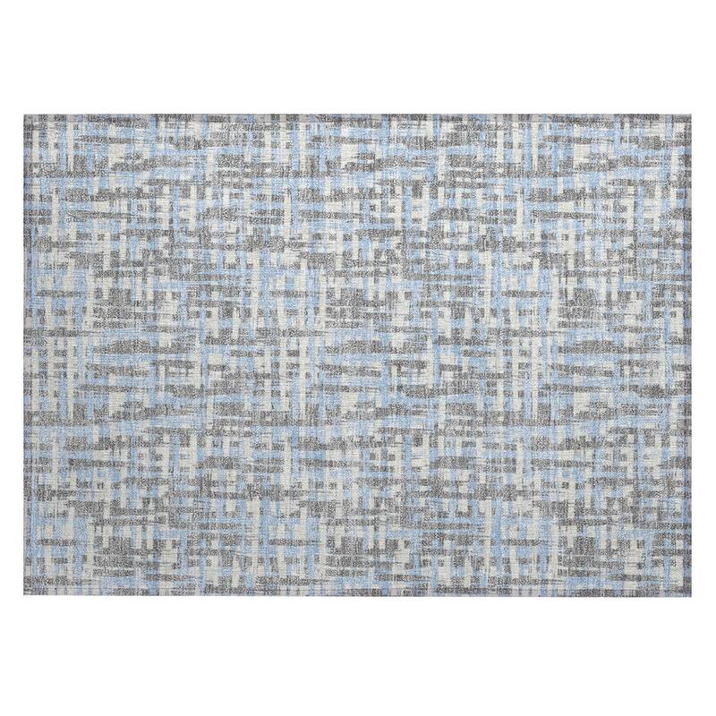 Machine Washable Indoor/ Outdoor Modern Crosshatch Chantille Rug - Silver - 1'8" x 2'6"
