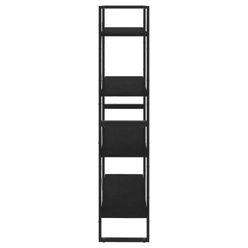 vidaXL 4-Tier Book Cabinet Black 31.5"x11.8"x55.1" Solid Pine Wood
