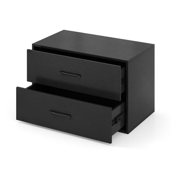 horizontal black dresser WLIVE Wide 6-Drawer Modern Horizontal Wood Dresser Black