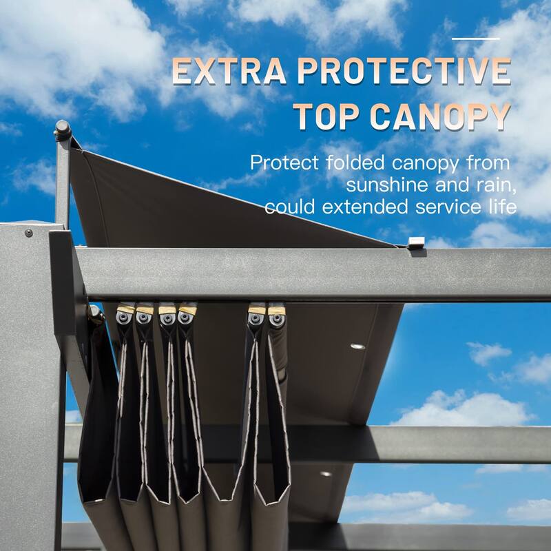 GDFStudio - Jonathan Miller Retractable Pergola with Weather-Resistant Canopy for Outdoor Living Spaces