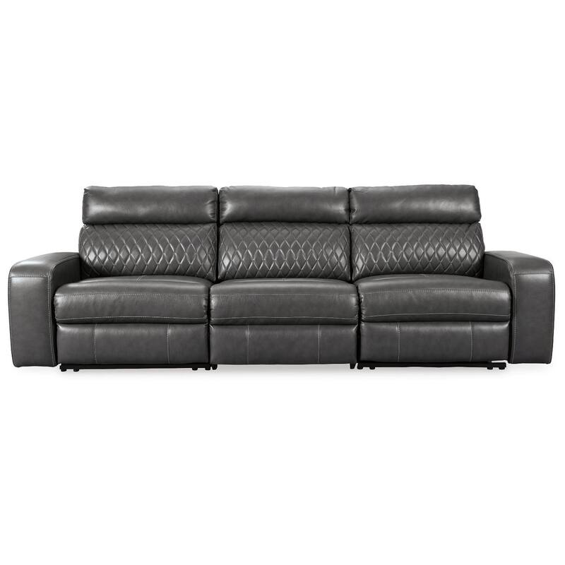 Signature Design by Ashley Samperstone Gray 3-Piece Power Reclining Sectional Sofa - 113"W x 38"D x 41"H